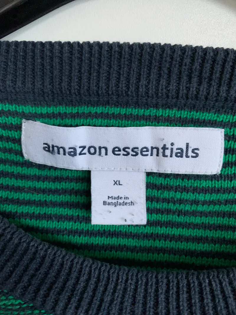 Amazon Essentials Herren Pullover gestreift Baumwolle Grün Gr. 52 XL 4