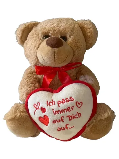 matches21 Teddybär Stofftier Bär mit Herz Braun Charmant Geschenkidee