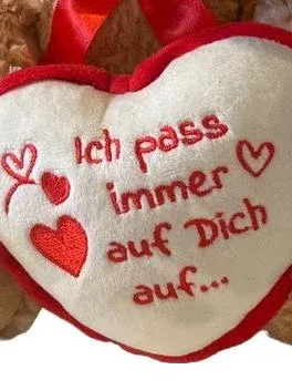 matches21 Teddybär Stofftier Bär mit Herz Braun Charmant Geschenkidee