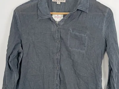 comma Damen Hemdbluse Grau Gr. 34/XS Casual Baumwolle Langarm