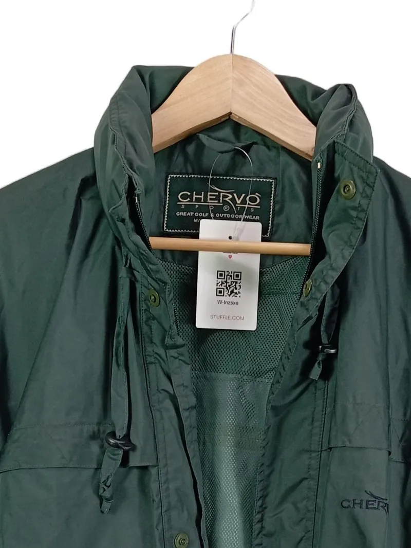 Chervò Herren Outdoorjacke Grün Kapuze Reißverschluss Gr. S Polyester 2