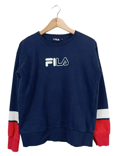 FILA Damen Sweatshirt Blau Logo Print Gr. M Casual Freizeit Herbst Winter