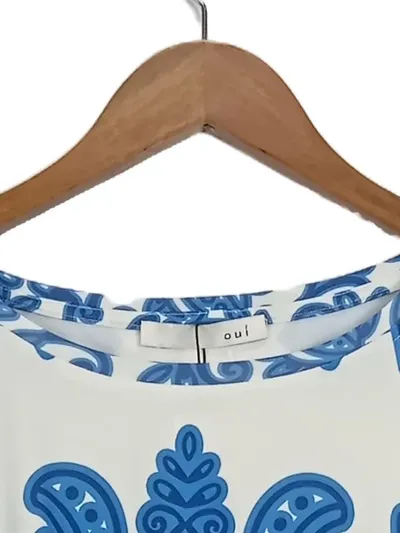 OUI Damen Top Shirt Gr. 38;M Mehrfarbig Paisley Muster Casual Kurzarm
