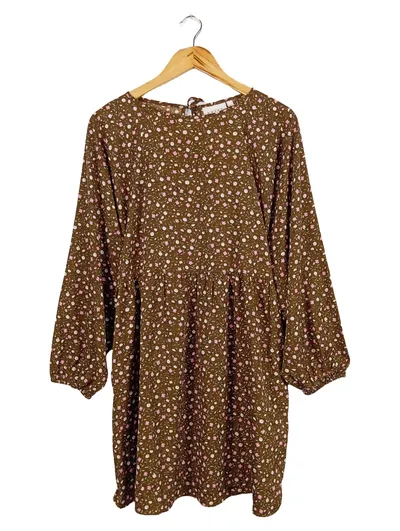 Daisy Street Damen Freizeitkleid Gr. 38 Braun Blumenmuster Casual