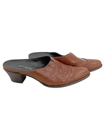 Paul Green Damen Slipper Mules Leder Braun Gr. 38