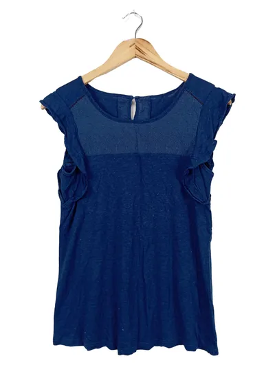 BLUE MOTION Damen Bluse Gr. 36/S Blau Casual Rüschen
