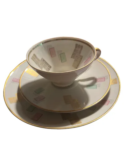 Mitterteich Teeservice Retro Porzellan Weiß Kaffeetasse Untertasse Kuchenteller