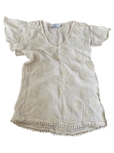 Costes Rebel Damen Bluse Shirt Gr. XS Beige Stickerei Boho Viskose
