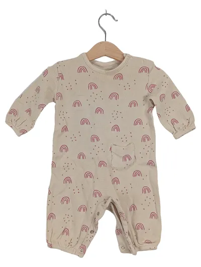 George Baby Strampler Regenbogen Muster Beige Gr. 3-6 Monate Baumwolle