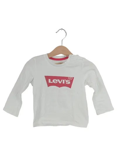 Levi's Langarmshirt Kinder Baby Gr. 86 24M Weiß Logo-Print Baumwolle
