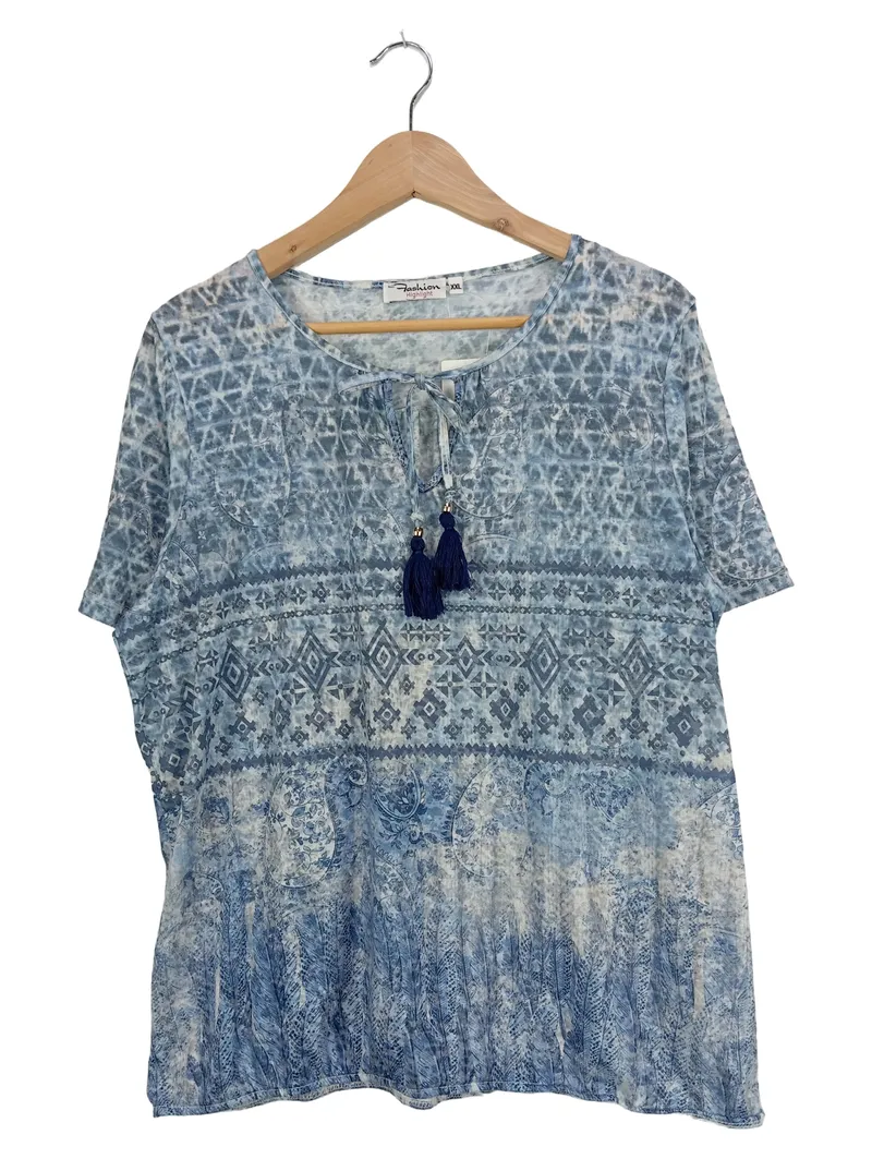 Fashion Highlight Damen T-Shirt Blau XXL Bohemian Freizeit 1