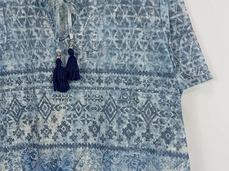 Fashion Highlight Damen T-Shirt Blau XXL Bohemian Freizeit 3