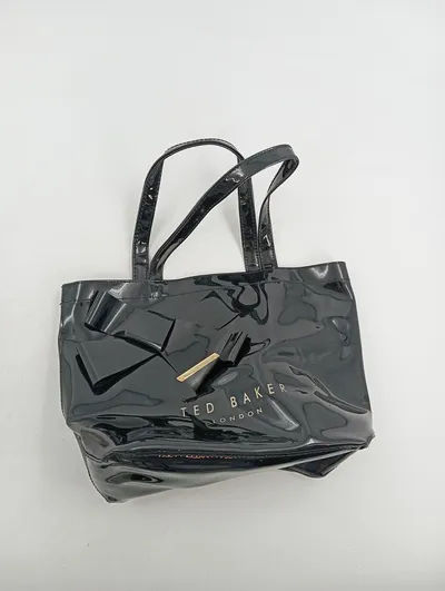 Ted Baker London Damen Shopper Tasche Schwarz Glänzend Schleife
