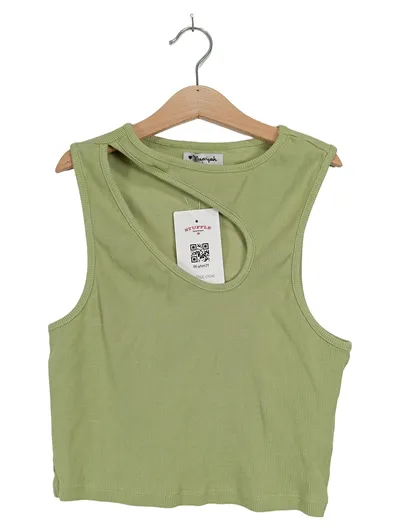 Maariyah Damen Top Modern Grün Rippstrick Cut-Out Größe L