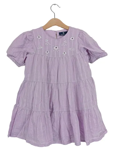 Basefield Mädchen Sommerkleid Lila Blumenstickerei Gr. 92/98