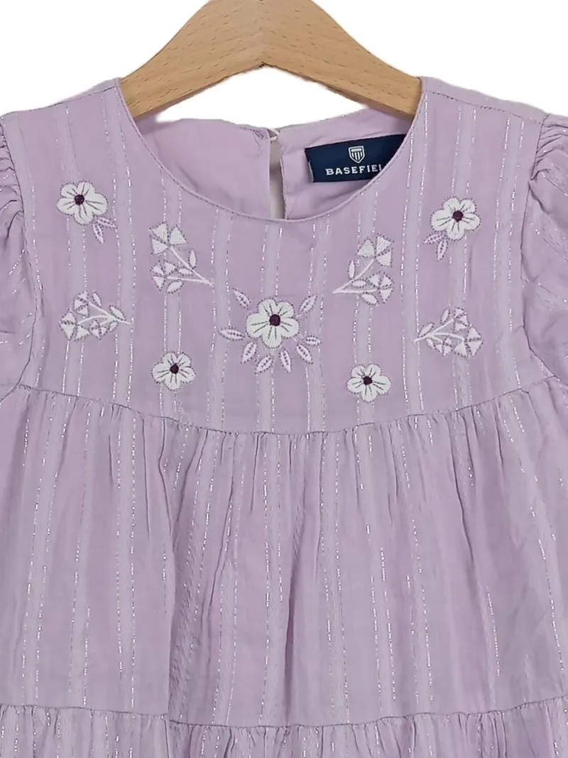 Basefield Mädchen Sommerkleid Lila Blumenstickerei Gr. 92/98 3