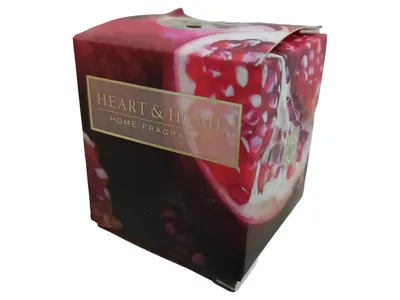 Heart & Home Granatapfel Duftkerze Rot Wachs 4x4cm Naturbezogen Florales Muster