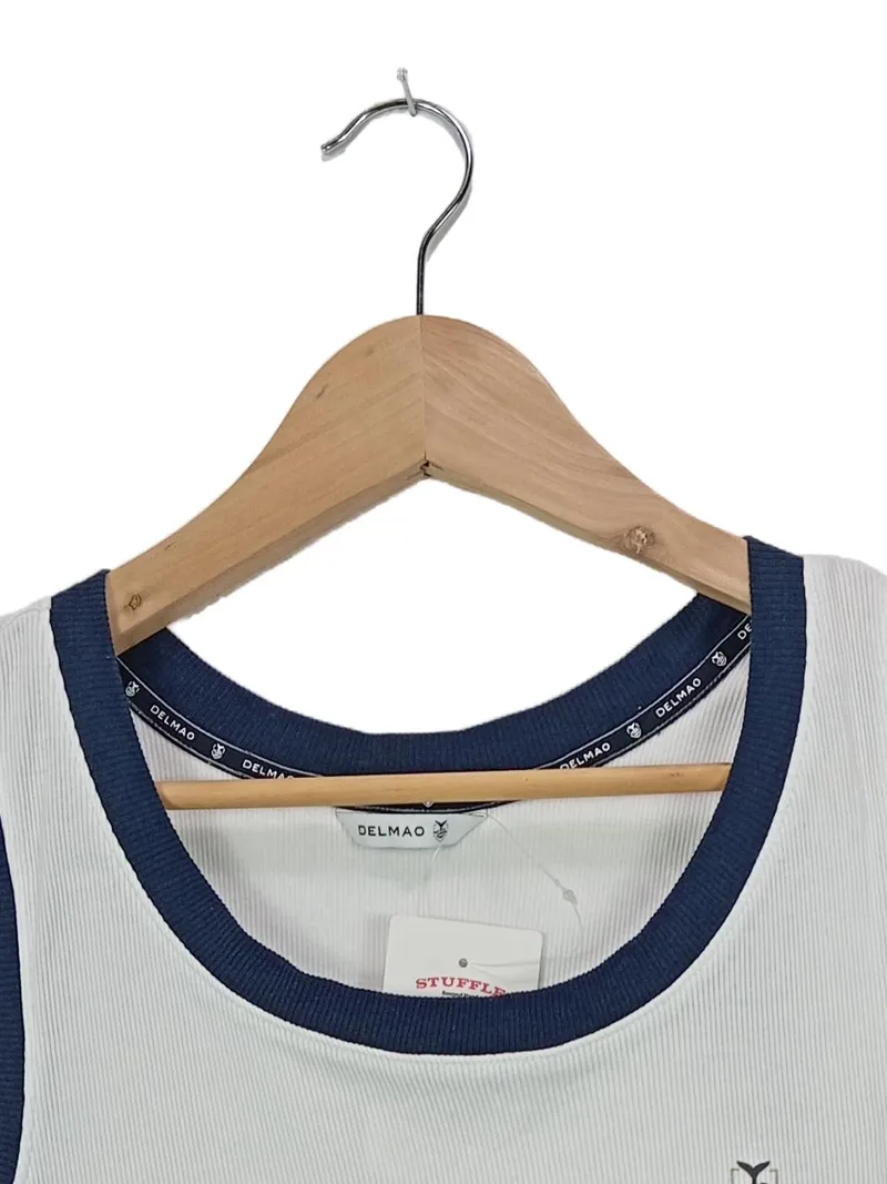 DELMAO Herren Tanktop Unterhemd Basic Rippstrick Weiß Gr. M 4