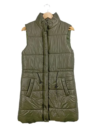 Sublevel Damen Steppweste Gr. 36/S Oliv Wattiert Lang Weste