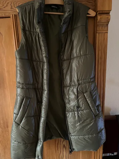 Sublevel Damen Steppweste Gr. 36/S Oliv Wattiert Lang Weste