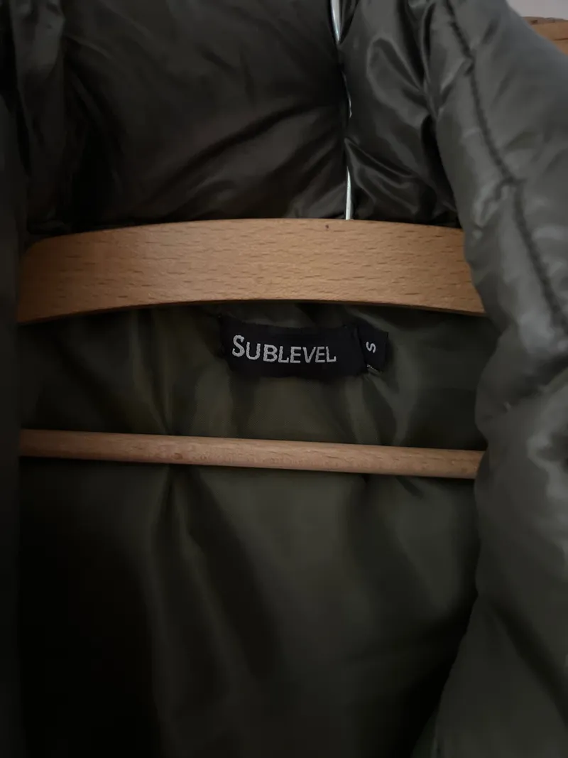 Sublevel Damen Steppweste Gr. 36/S Oliv Wattiert Lang Weste 7
