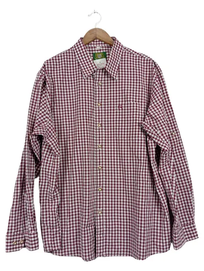 OS Trachten Herren Trachtenhemd kariert Rot Gr. 56/3XL Langarm Baumwolle