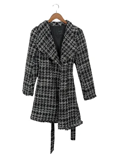 Mohito Damen Klassischer Tweed-Mantel kariert Schwarz Weiß Gr. 36;S
