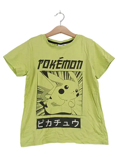 Pokémon Pikachu T-Shirt Kinder Gr. 134/140 Grün Baumwolle Jungen Mädchen Shirt