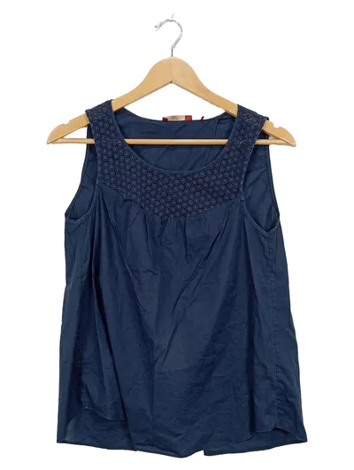edc by Esprit Damen Top Ärmellos Häkeldetail Blau Gr. S 36