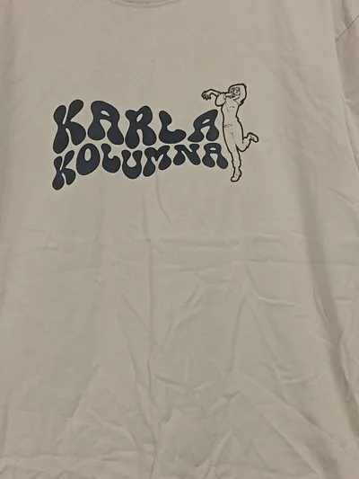 About You T-Shirt Damen Gr. 40/L Beige Baumwolle Kurzarm Schriftzug Casual