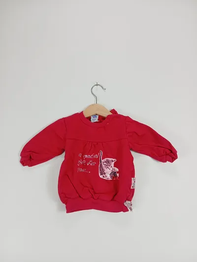 DING DONG Kinder Pullover Mädchen Gr. 62 Pink Katze Langarm Casual