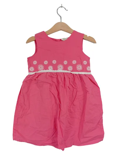 ALANA Freizeitkleid Mädchen 98 Pink Blumenmuster Baumwolle Stickerei Spitze