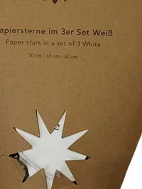 Eulenschnitt Papiersterne 3er Set Weihnachtsdeko Weiß 60cm 3