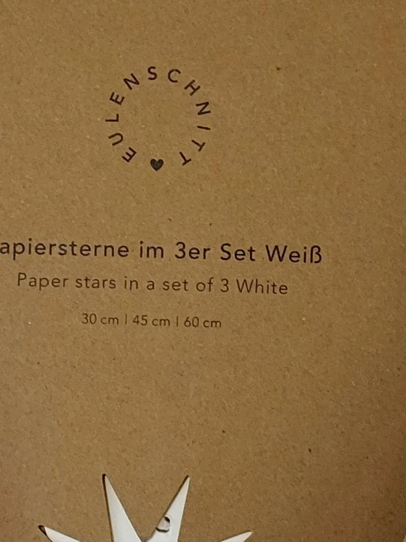 Eulenschnitt Papiersterne 3er Set Weihnachtsdeko Weiß 60cm 4