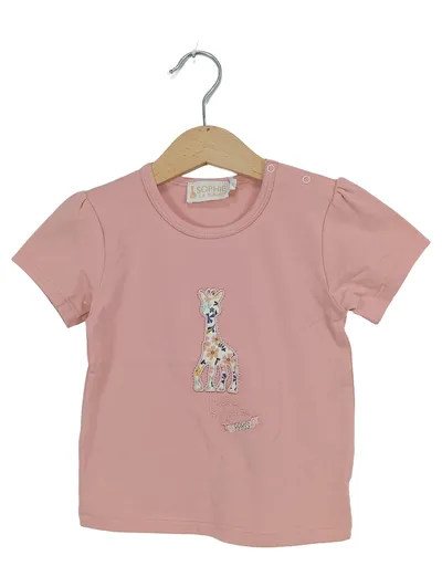 Sophie La Girafe Kinder T-Shirt Rosa Gr. 80 Charmant Tiermotiv Applikation