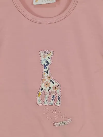 Sophie La Girafe Kinder T-Shirt Rosa Gr. 80 Charmant Tiermotiv Applikation