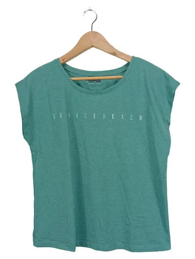 Venice Beach Damen T-Shirt Gr. 38/M Türkis Ärmellos Logo-Print