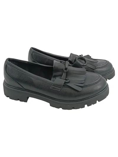 MARCO TOZZI Damen Slipper Loafer mit Quaste Gr. 38 Schwarz Modisch