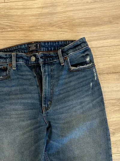 Abercrombie & Fitch Damen Jeans Straight Leg Blau Gr. 25 Casual The 90s High