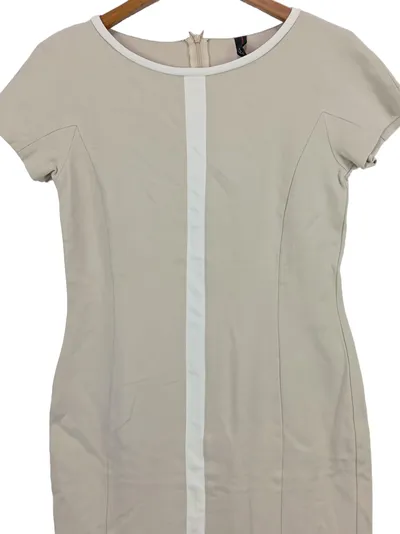 Marc Cain Damen Etuikleid Gr. 36/S Beige Elegant Kurzarm