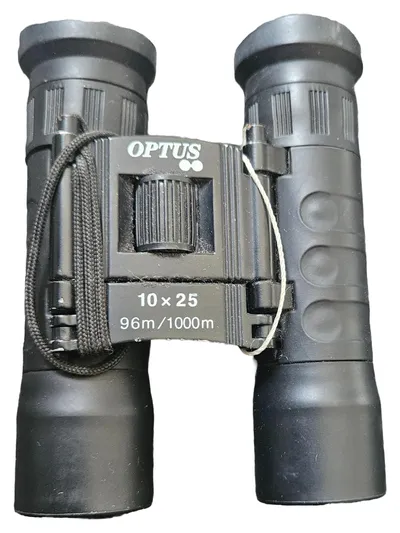 Optus Fernglas 10x25 Schwarz Kompakt Jagd Wandern Outdoor