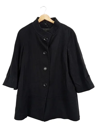 Cinzia Rocca Damen Klassischer Mantel Gr. 38 Schwarz Elegant 3/4-Arm