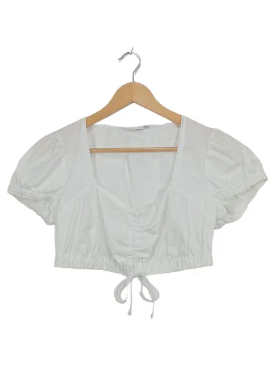 Alpentrachten Damen Trachtenbluse Dirndlbluse Weiß Gr. 38 Puffärmel