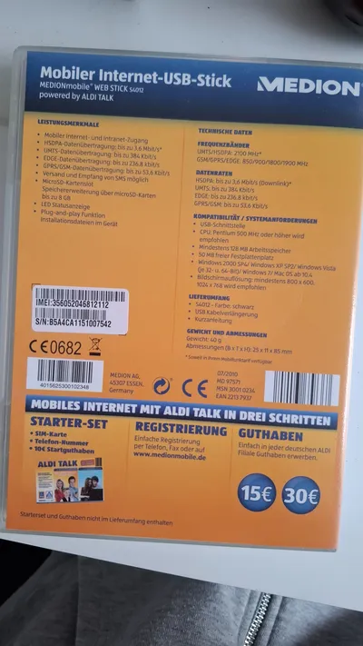 Medion S4012 Mobiler Internet USB Stick Breitbandgerät Schwarz