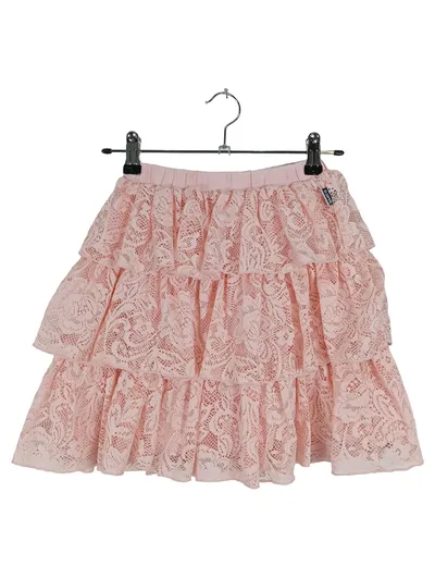 JAKO-O Mädchen Minirock Gr. 140/146 Pink Feminin Rüschen Spitze Baumwolle