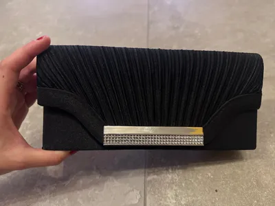 L.Credi Damen Clutch Abendtasche Schwarz Elegant Strass Polyester