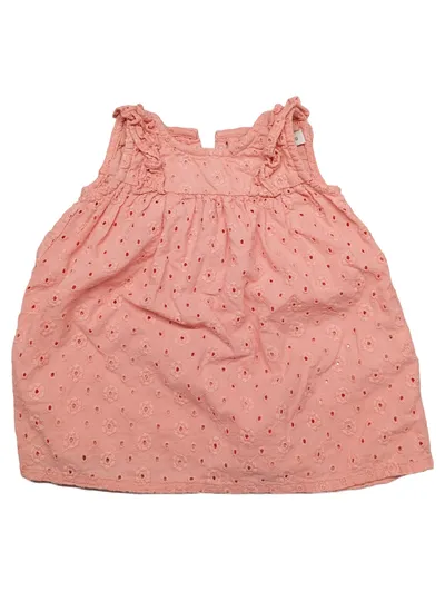 STACCATO Mädchen Freizeitkleid Gr. 56 Rosa Lochmuster Rüschen Baumwolle