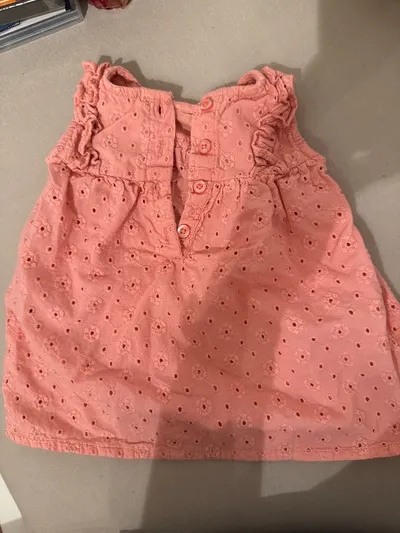 STACCATO Mädchen Freizeitkleid Gr. 56 Rosa Lochmuster Rüschen Baumwolle