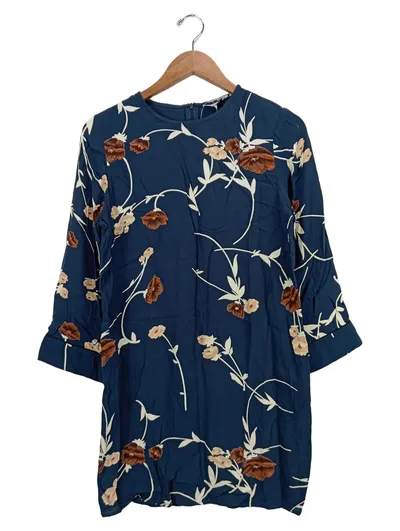 GANNI Damen Sommerkleid Blumenmuster Blau Gr. 34