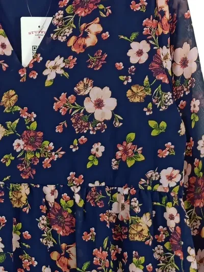 Anna Field Damen Freizeitkleid Blumenmuster V-Ausschnitt Langarm Gr. 34